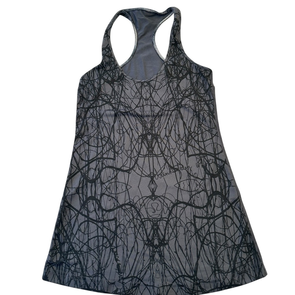 Lululemon Cool Racerback‎ Coal Ground Nesting Black Bird Athletic  Gray Size 2